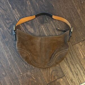 Brown suede coach purse